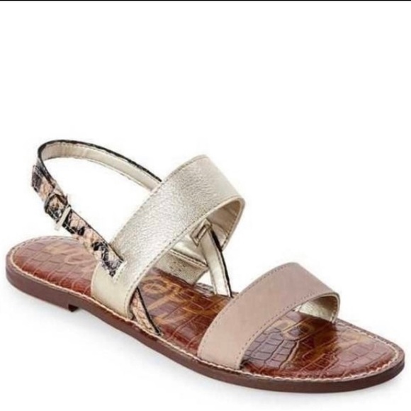 Sz9.5 Sam Edelman Cream/Copper Leather 2 strap with adj ankle strap EUC - Picture 2 of 13